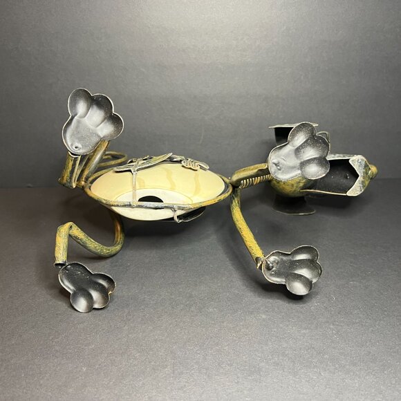 Unique Whimsical Metal Tin Floral Art Pottery Ceramic Dog Figure w/ Sunglasses - Picture 8 of 8
